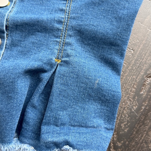 Denim Button-Up Strapless Top - Picture 2 of 5